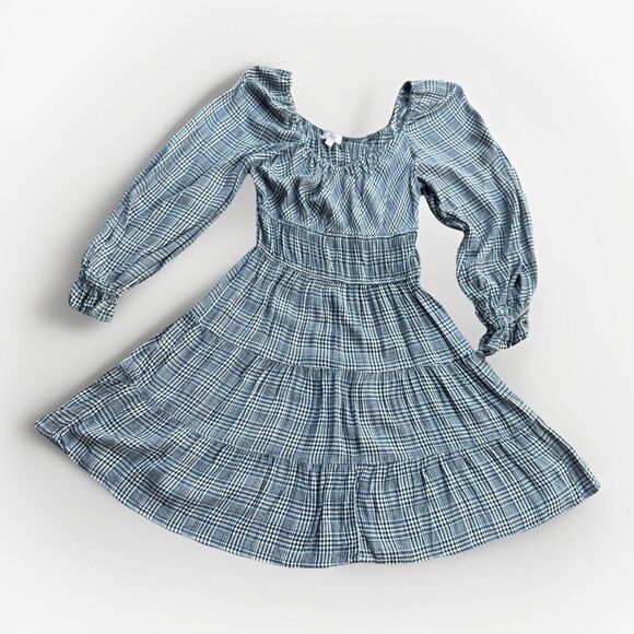 Dizzy Lizzy Summer  Long Sleeve Swing Houndstooth Plaid Dress Size Large - Picture 3 of 10